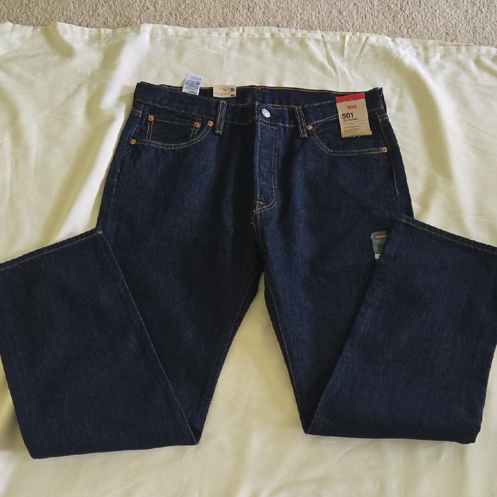 Levi's Men's Straight Leg Jeans - Dark Blue Denim